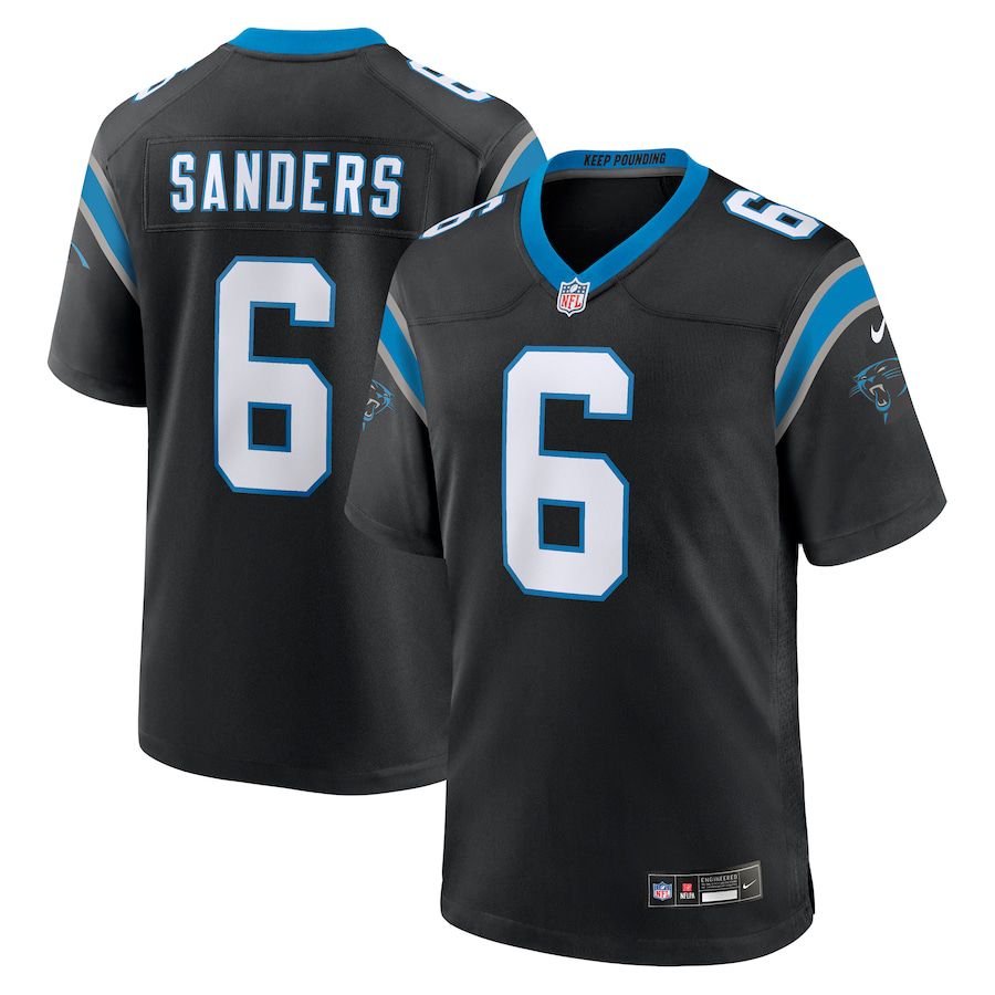Men Carolina Panthers #6 Miles Sanders Nike Black Team Game NFL Jersey